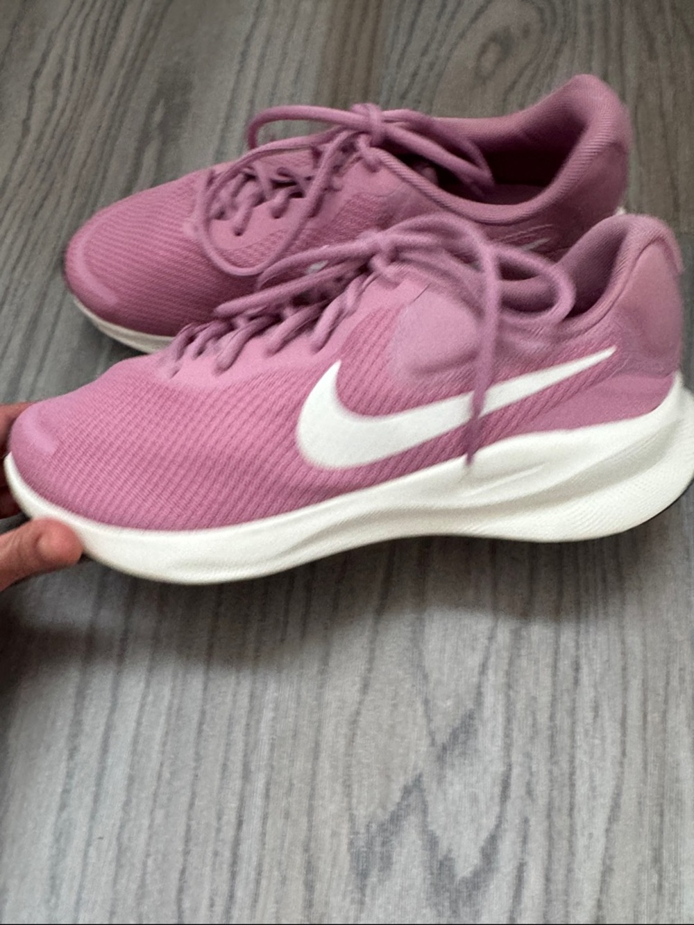 Nike Women's Pink Mesh Running Shoes with White Swoosh - Picture 3 of 7
